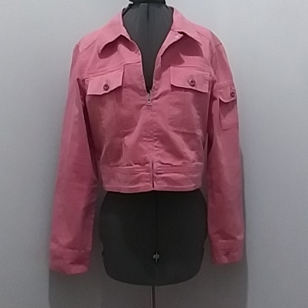 Pink Denim Zip Jacket w/ Pockets